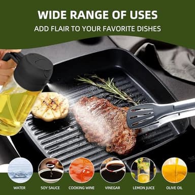 PLAPITATE 2pcs Oil Sprayer for Cooking, 16oz/470ml Oil Dispenser for Kitchen, 2 in 1 Olive Oil Dispenser Bottle for Kitchen Gadgets, Air Fryer, Salad, BBQ (Black, Ivory) - Image 6