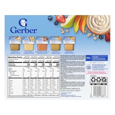 Gerber Stage 2 Baby Food, Baby Fruit And Cereal Tubs Variety Pack, Iron Helps Support Brain Development, No Artificial Flavors, Baby Cereal, 32-Pack - Image 9