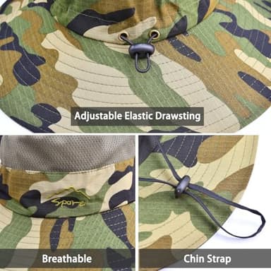 Sun Hats for Men Women Fishing Hat UPF 50+ Breathable Wide Brim Summer UV Protection Hat - Image 2