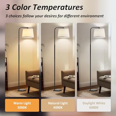 AKASUKI Floor Lamp for Living Room with 3 Color Temperatures, Foot Switch Standing Lamps for Living Room, Bedroom, Office, Arc Mordern Floor Lamp with 9W LED Bulb Included - Image 2
