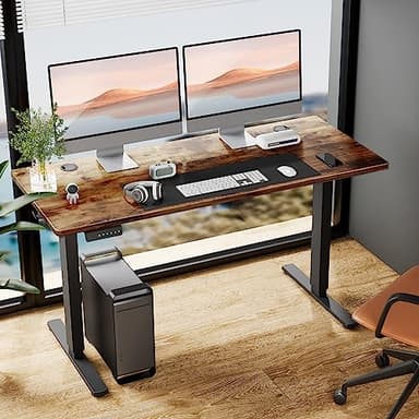 SMUG Electric Standing Desk, 63 x 24 Inch, Modern Style, Adjustable Height, 154 lbs Capacity, with Memory Presets, for Home Office, Rustic Brown - Image 2