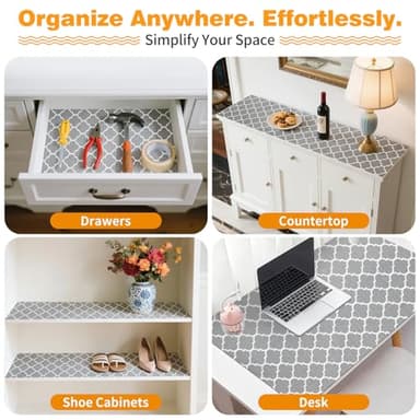 COAVAS Shelf Liner for Cabinets & Drawers Non Slip, No Adhesive Drawer Liners for Dresser, Kitchen, Shelves, Thick Shelf Paper Waterproof, Cut-to-Size (Gray, 12IN x 10FT) - Image 5