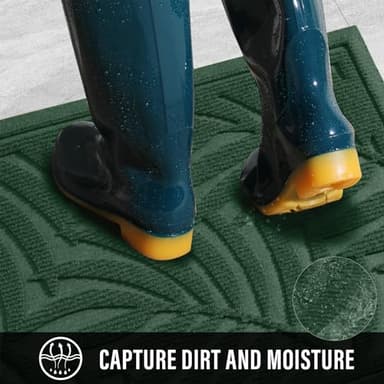 HIYARD Front Door Mat, Absorbent Resist Dirt Welcome Door Mat Indoor Outdoor, Waterproof Doormat, Sturdy Non Slip Backing, Fade Resistant, Low Profile Entry Mat for Entryway, 36×24, Green - Image 2