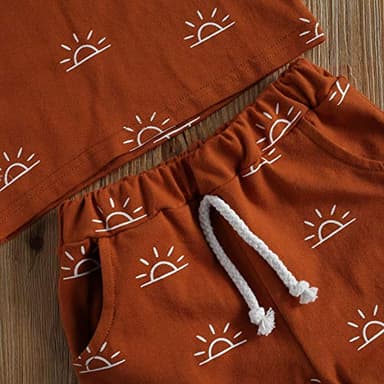 CIYCUIT 2Pcs Baby Boy Summer Clothes Boho Sunshine Printed Tank Top Shorts Set Brown 12-18 Months - Image 3
