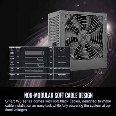 Smart W3 Series 80Plus Certified 700W Power Supply; ATX v3.1 Spec; 120mm FDB Fan; 5 Year Warranty; PS-SPW-0700NNFAWU-1 - Image 4