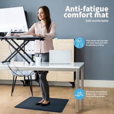 Art3d Anti Fatigue Mat - 1/2 Inch Cushioned Kitchen Mats - Comfort & Non Slip Cushion for Standing Desk, Office or Garage Floor (17.3"x28", Majolica Blue) - Image 8