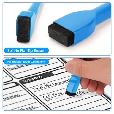 maxtek Magnetic Whiteboard Markers - 12 Count Colorful Fine Tip Dry Erase Markers with Eraser for Kids, Low Odor Thin Markers for Calendar Boards - Image 4