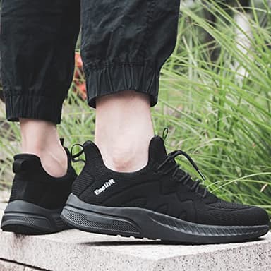 Feethit Mens Slip on Walking Shoes Fashion Lightweight Non Slip Running Sneakers Breathable Comfortable Sneakers for Gym Travel Work All Black 9 - Image 6