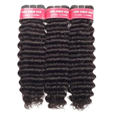 LUXEDIVA 12A Deep Wave Bundles Human Hair 16 18 20 Inchs Human Hair Bundle 100% Unprocessed Brazilian Curly Wet Wavy Texture 3 Bundles Deep Wave Natural Black - Image 9