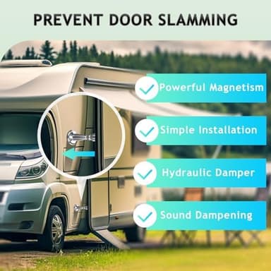 Magnetic RV Door Holder Baggage Door Catch Latch for RV, Camper, Motor Home, Trailer, Boat Compartments, Hydraulic Shock Absorbent Technology (Stainless Steel, 2 Pack), Silver, SCH-MX-01 - Image 5