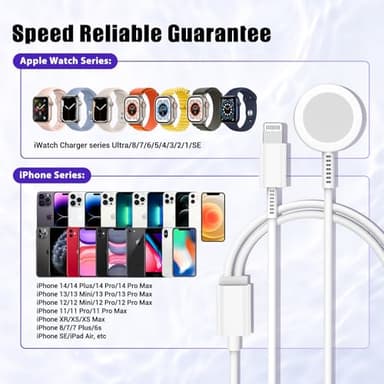 Upgraded Apple Watch Charger, iPhone Watch Charger, 2 in 1 Magnetic iWatch Charger to USB C Cable 3ft with USB C Charger Block for iWatch Series Ultra/9/8/7/6/SE/SE2/5, iPhone 14/13/12/11, Pro/Pro Max - Image 7