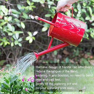 HORTICAN 1 Gallon Watering Can, Red, Galvanized, Metal Watering Can with Removable Spout, Perfect Water Can for Indoor & Outdoor Plants - Image 2