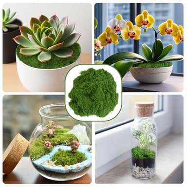 Fake Moss for Plants Indoor, Artificial Moss for Arts and Crafts, Faux Grass for Potted Fairy Garden DIY Model Making Walls Glass Containers Home Decor-3.5 OZ (Dark Green) - Image 6