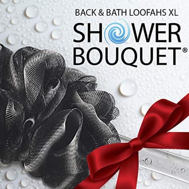 SHOWER BOUQUET Loofah-Charcoal Back-Scrubber & Bath-Sponge Set // 1 Long-Handle-Back-Brush Plus 2 Extra Large 75g Soft Mesh Loofa-Lufa-Loufa Puff Poufs, Men & Women - Exfoliate with Full Pure Cleanse - Image 8