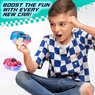 JitteryGit Replacement Light Up Magic Cars For Glow Flex Tracks - Extra LED Car Accessories For Race Track & Glow In The Dark Trax - Compatible with Most Tracks For Kids Boys and Girls (2 Racers Pack) - Image 5