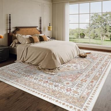 zesthome 8x10 Area Rugs for Living Room,Non-Slip Backing Washable Rugs,Vintage Large Area Rug，Stain Resistant Home Decor Rug (Orange,8'x10') - Image 9