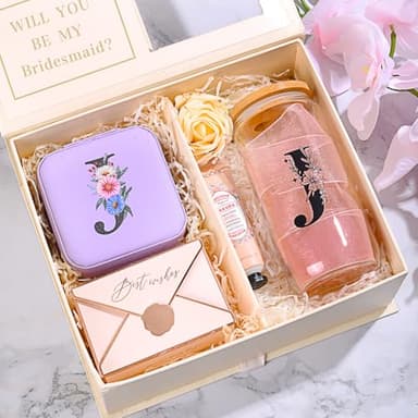 AYGXU Travel Must-Have Gifts,travel jewelry case organizer,small jewelry travel case,Cute Tumbler Cup,16oz bamboo lids for glass cups,teacher appreciation gifts for women,Initial B purple - Image 3