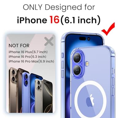 toushion 3 in 1 for iPhone 16 Case Clear with MagSafe, Not Yellowing, Screen Protector*1 Camera Lens Protector*1, Military-Grade Protection for iPhone 16 Phone Case 6.1 inch Clear - Image 2