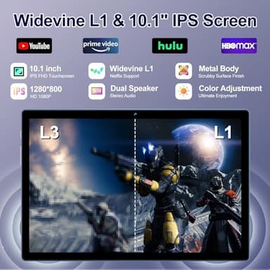 2025 Android 14 Tablet 22GB RAM 128GB ROM 1TB Expand, 10.1 inch 8000mAh Octa-Core Tablet with Keyboard & Mouse, HD IPS Display, 5G Wi-Fi, Bluetooth 5.0, GPS, Widevine L1, Split Screen -Metal Blue - Image 4