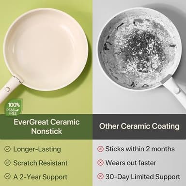 CAROTE Ceramic Cookware Sets, Pots and Pans Set Non Stick Non Toxic, Induction Cookware, kitchen cookware sets, Pots Set for Healthy Coooking 15PCS, White - Image 7