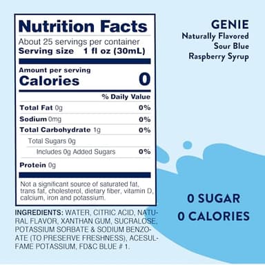 Jordan's Skinny Mixes Sugar Free Syrup, Genie Flavor, Fruit Flavored Water Enhancer, Drink Mix for Ice Tea, Lemonade & More, Zero Calorie Flavoring, Keto Friendly, 25.4 Fl Oz, 1 Pack - Image 2