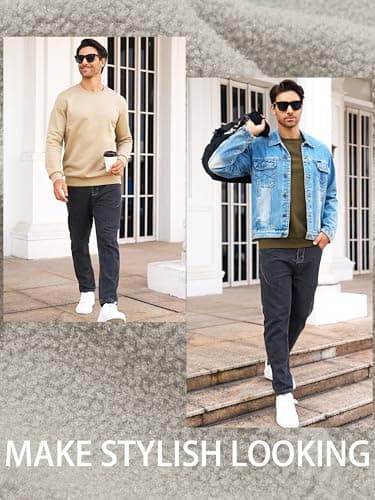 MAGCOMSEN Crewneck Sweatshirts Men Mens Fleece Sweatshirts Mens Crewneck Fleece Crewneck Sweatshirts Work Casual Tops Active Sweatshirts Purple - Image 2