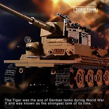 WW2 Army Tank Toys Building Kit Compatible with Lego, Create a German Tiger & an American M4 Sherman Models with 1184 Blocks, Great Military Toy Gifts for Boys, Kids Age 8-14 - Image 4
