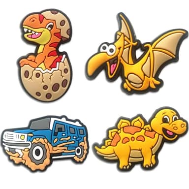 Car & Dinosaur Shoe Charms for Boys, 24 PCS Dino & Truck Shoe Decoration Pins for Clog, Cute Shoe Accessories for Kids Party Favor Gifts - Image 2