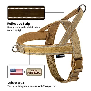 Annchwool No Pull Dog Harness with Padded Handle+5 Ft Leash,Reflective Strip Escape Proof and Quick Fit to Adjust Dog Harness,Easy for Training Walking for Small & Medium and Large Dogs(Brown-Set,L) - Image 2