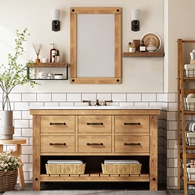 QEEIG Bathroom Shelves Over Toilet - Wall Mounted Floating Shelves Toilet Paper Storage Small Farmhouse Decor Shelf 16 inch Set of 2, Rustic Brown (019-BN2) - Image 6