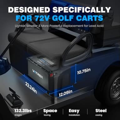 VATRER POWER 72V (70.4V) 105Ah Lithium Golf Cart Battery, Built-in 200A BMS, with Touch Monitor & Mobile APP, 4000+ Cycles LiFePO4 Battery, Max 14.08kW Power Output, Perfect for Golf Carts - Image 4