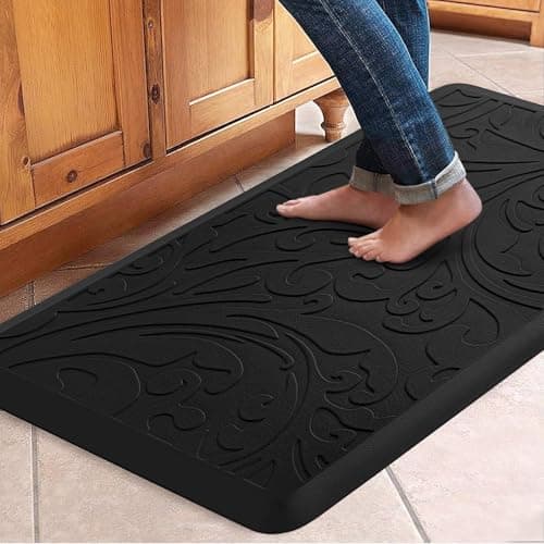 KMAT Kitchen Mat Cushioned Anti-Fatigue Floor Mat Waterproof Non-Slip Standing Mat Ergonomic Comfort Floor Mat Rug for Home,Office,Sink,Laundry,Desk 39"(L) x 20"(W),Black - Image 1