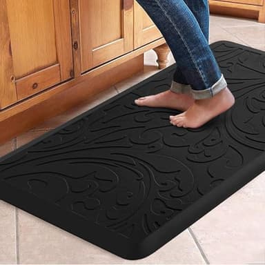 KMAT Kitchen Mat Cushioned Anti-Fatigue Floor Mat Waterproof Non-Slip Standing Mat Ergonomic Comfort Floor Mat Rug for Home,Office,Sink,Laundry,Desk 39"(L) x 20"(W),Black - Image 1