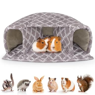 Unicorn Catcher Guinea Pig Hideout Large Bed Cozy House Warm Tunnel Washable Accessories for Small Pet Hamster/Chinchilla/Bunny, Grey - Image 1