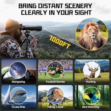 15-35x70 Binoculars for Adults High Powered, 35x HD Zoom for Stargazing & Bird Watching, Waterproof Binocular with Tripod Adapter, Ideal Essentials for Cruise Ship, Travel, Camping, Outdoor, Hunting - Image 6
