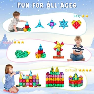 Palano Magnetic Tiles,100PCS Star Magnetic Building Blocks Toy for Ages 3 4 5 6 7 8 9,Magnetic Tiles for Toddlers Gifts,Montessori Toys,STEM Toys Christmas Toy Gift for Kids Boys and Girls - Image 3