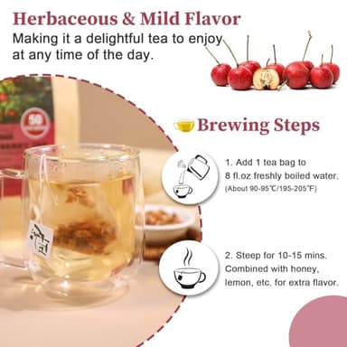 FullChea Hawthorn Berry Tea - 50 Teabags, 3g/bag - Premium, Non-GMO, Caffeine-free, Aids Digestion & Provides Antioxidants - Image 5
