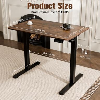 ERGOMAKER 35" Electric Standing Desk, Adjustable Height, Sit Stand Up Desk for Home Office & Computer Workstations, Memory Controller, Rustic Brown - Image 3