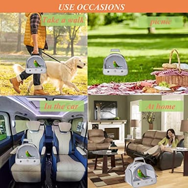 FCQQYWZ Bird Carrier Travel Cage with Stand, Small Bird Travel Carrier for Parrot with Perch, Side Access Window (Grey) - Image 6