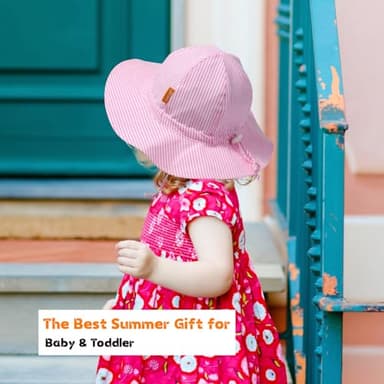 Baby Girl Sun Hat with UPF 50+ Outdoor Adjustable Toddler Beach Hat with Wide Brim Bucket Hats for Kids 0-6 Months - Image 2
