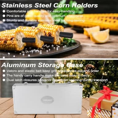 POLIGO 22PCS Heavy Duty BBQ Grill Accessories Set, Non-Slip Grill Tools for Outdoor Grill Set Thicker Stainless Steel Grill Utensils Set, Deluxe Grilling Tools Set in Aluminum Case Ideal Gifts for Men - Image 8