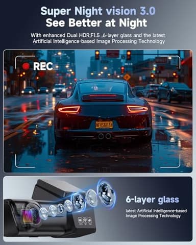 OVAMAN F8 Car Camera Dash Cam Front and Rear, 4K+1080P 170° Wide Angle Dual Dash Camera for Cars with 64GB Card,Wireless 5G WiFi&App Control,WDR/HDR Night Vision, 24H Parking Mode,Loop Recording - Image 4