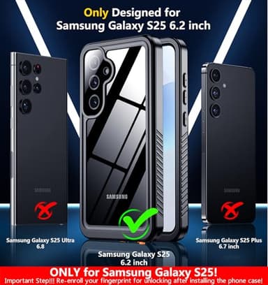 SPIDERCASE Only Designed for Samsung Galaxy S25 Case Waterproof,Built-in [ Screen + Camera Lens Protector][IP68 Underwater] Full Protection Heavy Duty Shockproof Anti-Scratched Phone Case,Black - Image 2