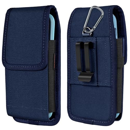 ACCKUO Phone Holster for Belt with Metal Clip and Magnetic Closure Compatible with iPhone 16/15/14/13/12 Pro and Non-Pro, Galaxy S25 S24 S23 S22 for Everyday Protection, M-Blue - Image 1