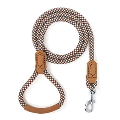 Mile High Life | Premium Leather Dog Leash | Strong Rope Leash | Leather Handle | Zinc Alloy Strong Clasp | Small Medium Large Dogs | 4/5/6 Feet(Brown, 72 Inch (Pack of 1)) - Image 1
