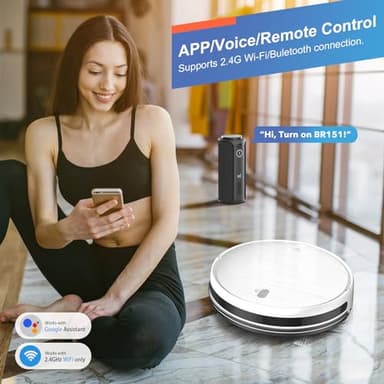 Robot Vacuum and Mop, 2 in 1 Robotic Vacuum Cleaner with Schedule, App/Voice, Slim Mopping Vacuum Robot with Watertank and Dustbin, Self-Charging, Easy of Use, Ideal for Hard Floor, Pet Hair, Carpet - Image 3