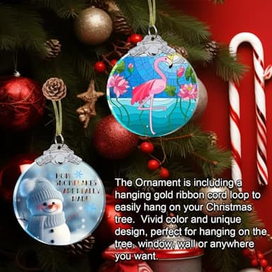 Flamingo Christmas Ornaments - Flamingo Gifts for Women Men - Flamingo Christmas Tree Decorations - Flamingo Gift Ideas Crystal Glass 3" - Xmas Gifts for Flamingo Lovers - Image 6