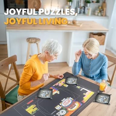 Odyssolve Jigsaw Puzzle Mat Roll Up 1500 Pieces Saver Pad 46" x 26" with 3 Sorting Trays & Travel Storage Bag Portable Non-Slip Rubber Bottom - Image 8