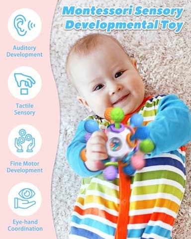 Baby Teething Toys for 0-6 6-12 Months Ages 0-2, Tummy Time Montessori Toys for Babies 0 3 6 9 12 18 Months, Newborn Infant Sensory Toys, Baby Shower Gifts for Boys Girls - Image 5
