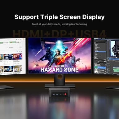 BOSGAME Gaming Mini Pc Ryzen 9 6900HX【Dual 2.5GbE LAN】 P3 Mini Computers Equiped Radeon 680M GPU 2400Mhz 32GB DDR5 & 1TB SSD, Wi-Fi 6E, BT5.2, USB 4(40Gbps), Office, Gaming, Meeting - Image 6